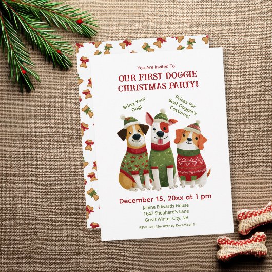 Leuke Hond Kerstfeest Uitnodiging