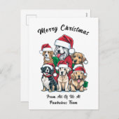 Leuke Hond Kersttekening Feestdagenkaart (Voorkant / Achterkant)