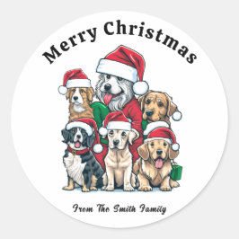 Leuke Hond Kersttekening Ronde Sticker