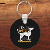 Leuke Hond Liefhebber Leven Is Beter Met Dalmatiër Sleutelhanger (Voorkant)