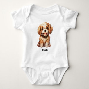 Leuke hond met bewerkbare naam romper