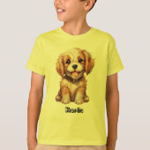 Leuke hond met bewerkbare naam t-shirt (Voorkant)