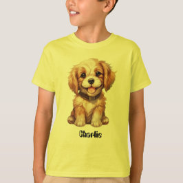 Leuke hond met bewerkbare naam t-shirt