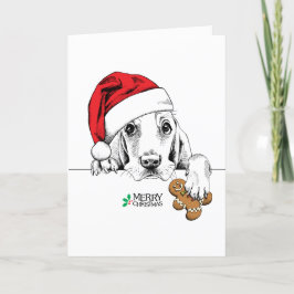 Leuke Hond met Gingerbread Man Cookie Feestdagen Kaart