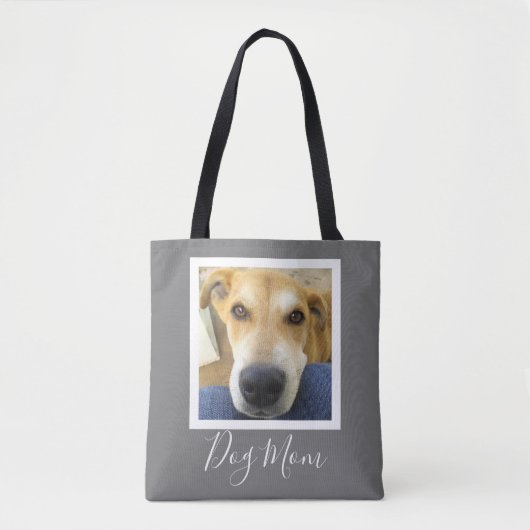 Leuke Hond Moeder Script Custom Foto Tote Bag (Voorkant)