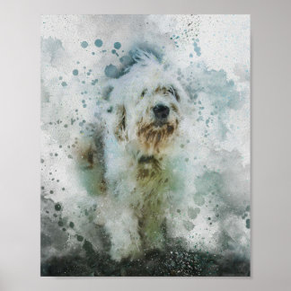 Leuke hond Mooie waterverf schilderij Poster