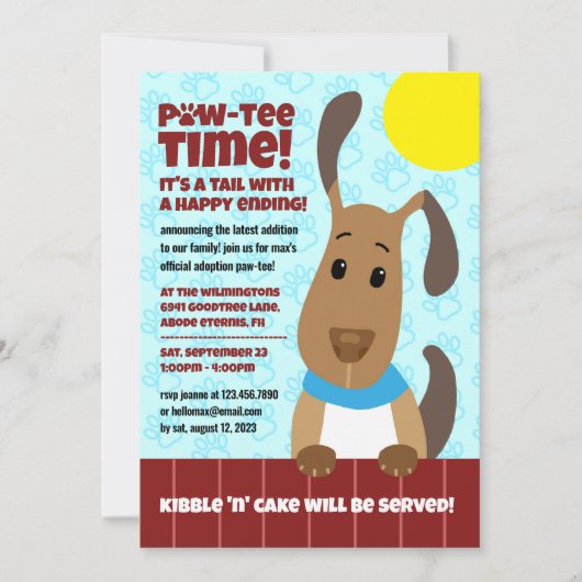 Leuke Hond op Hek Pet Adoptie Pawprints Paw-t-shir Kaart (Voorkant)