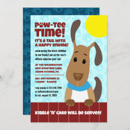 Leuke Hond op Hek Pet Adoptie Pawprints Paw-t-shir Kaart