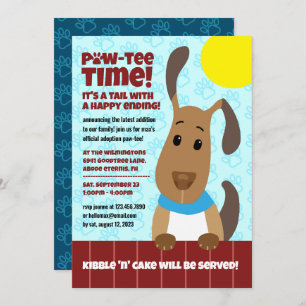 Leuke Hond op Hek Pet Adoptie Pawprints Paw-t-shir Kaart