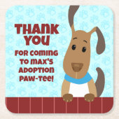 Leuke Hond op Omheining Huisdier Adoptie Pawprints Kartonnen Onderzetters (Voorkant)