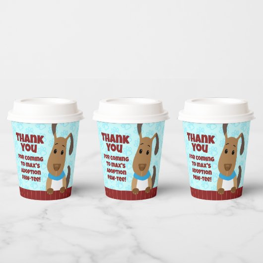 Leuke Hond op Omheining Huisdier Adoptie Pawprints Papieren Bekers (Multi)