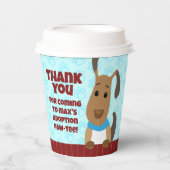 Leuke Hond op Omheining Huisdier Adoptie Pawprints Papieren Bekers (Voorkant)