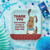Leuke Hond op Omheining Huisdier Adoptie Pawprints Papieren Bordje (Feest)