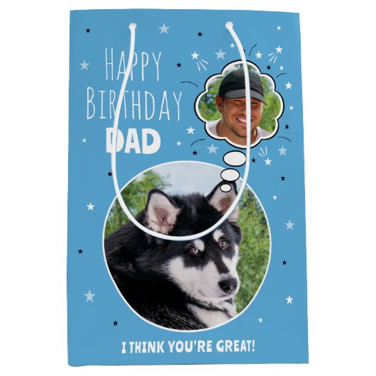 Leuke Hond Pap Verjaardag Gedachte Bubble Foto Bla Medium Cadeauzakje (Voorkant)