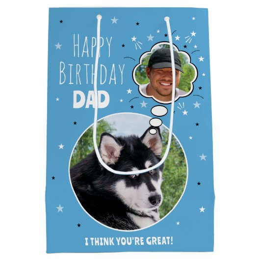 Leuke Hond Pap Verjaardag Gedachte Bubble Foto Bla Medium Cadeauzakje (Achterkant)