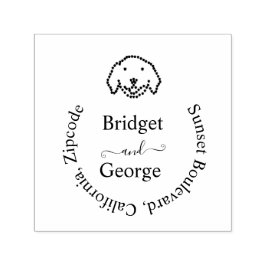 Leuke hond & ronde retour adres zwart  zelfinktende stempel