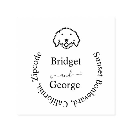 Leuke hond & ronde retour adres zwart  zelfinktende stempel (Design)