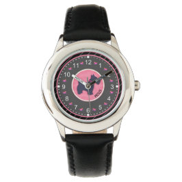 Leuke hond roze zwart aangepaste naam horloge