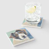 Leuke hond schets portret stenen onderzetter (Zijkant)