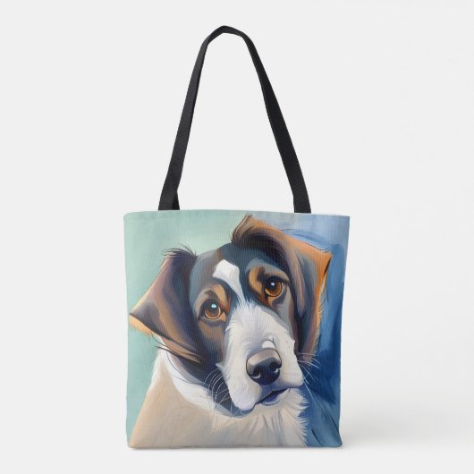 Leuke hond schets portret tote bag (Achterkant)