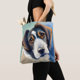 Leuke hond schets portret tote bag