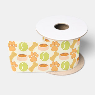 Leuke hond traktaties en speelgoed patroon ontwerp satijnen lint