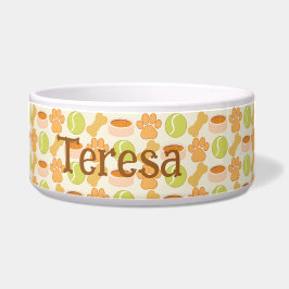 Leuke hond traktaties en speelgoed patroon ontwerp voerbakje