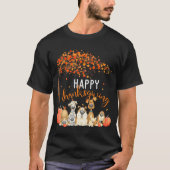 Leuke honden herfst bladeren pompoen gelukkig t-shirt (Voorkant)