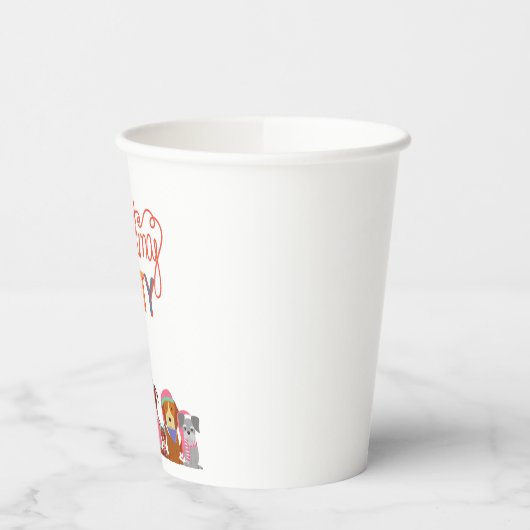 Leuke honden Kerstfeest papieren bekers (Links)