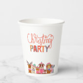 Leuke honden Kerstfeest papieren bekers (Voorkant)