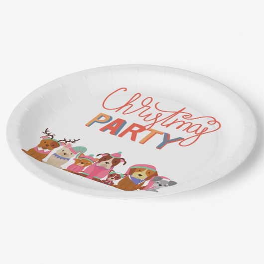 Leuke honden Kerstfeest Papieren Bordje (Gekanteld)