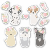 Leuke Honden met Bloemen Sticker Pack (Voorkant)