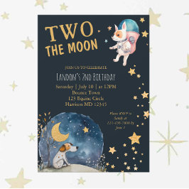 Leuke Honden op de Maan Jongens Tweede Verjaardag Kaart