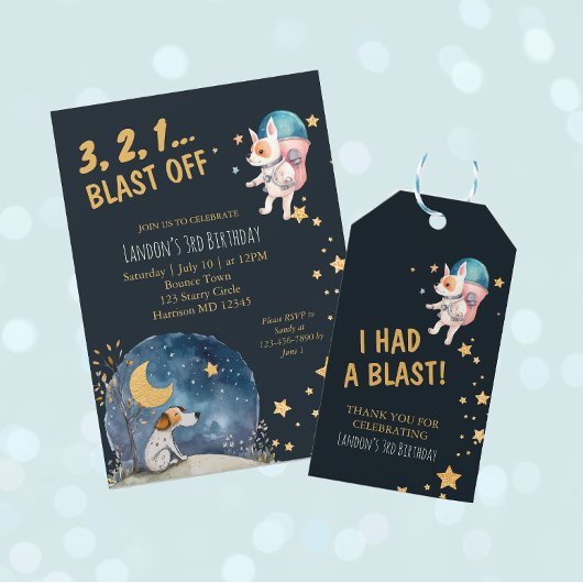 Leuke Honden op de Maan Jongens Tweede Verjaardag Kaart
