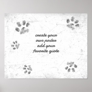 Leuke hondenpoot Voeg tekst toe Distressed Grijs e Poster