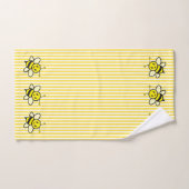 Leuke honingbijen op gele strepen bad handdoek (Handdoek)