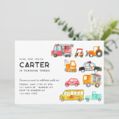 Leuke Honk Piep Vroom Vervoer Kinderen Verjaardag Kaart (Staand voorkant)