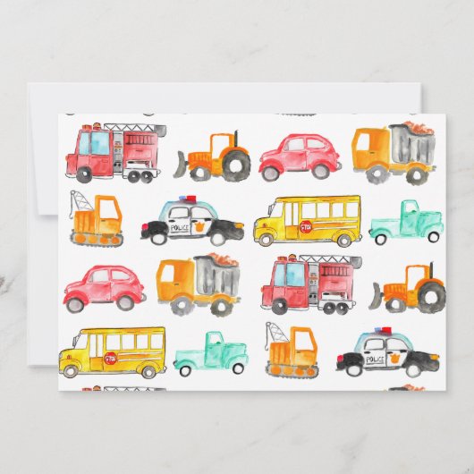 Leuke Honk Piep Vroom Vervoer Kinderen Verjaardag Kaart (Achterkant)