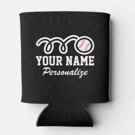 Leuke honkbal cartoon aangepaste naam verjaardagsc blikjeskoeler (Achterkant)