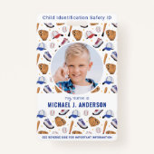 Leuke Honkbal Sport Custom Moderne Foto Kind ID Badge (Voorkant)