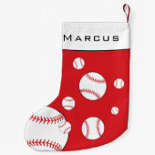 Leuke honkbalballen Red Boy's Naam Kinder Kleine Kerstsok (Achterkant)