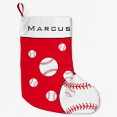 Leuke honkbalballen Red Boy's Naam Kinder Kleine Kerstsok (Voorkant)
