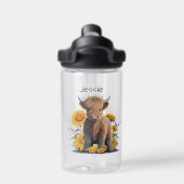 Leuke Hoogland Koe Bloemgeel Zonnebloemen Naam Waterfles (Achterkant)