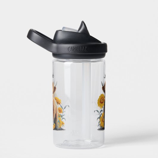 Leuke Hoogland Koe Bloemgeel Zonnebloemen Naam Waterfles (Rechts)