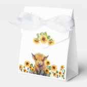 Leuke Hoogland Koe Kalf Zonnebloemen Baby shower Bedankdoosjes (Voorkant Zijde)