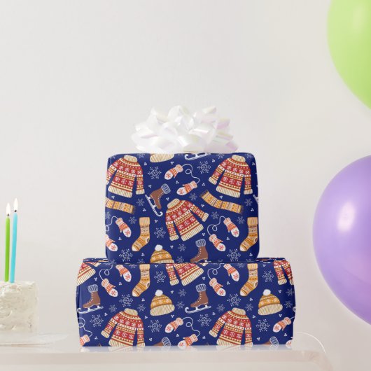 Leuke Horrelijke Kersttrui Weer Winter Navy Cadeaupapier (Feestgeschenken)