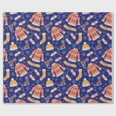 Leuke Horrelijke Kersttrui Weer Winter Navy Cadeaupapier (Vlak)