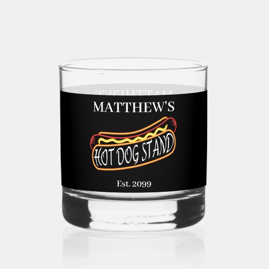 Leuke Hot Dog Stand Drinkware Rocks Whisky Glas (Achterkant)