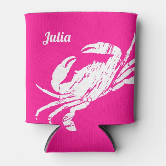 Leuke Hot Pink Crab Custom Beach Koelbox Blikjeskoeler (Voorkant)