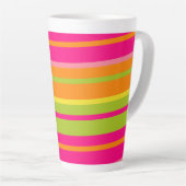 Leuke Hot Pink, Green, Oranje en Yellow Stripes Latte Mok (Rechterhoek)